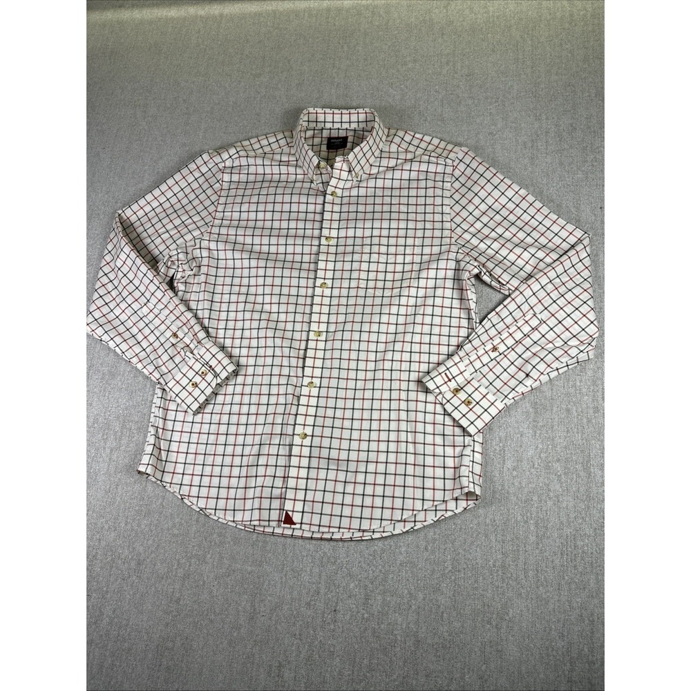 UNTUCKit Button Down Shirt Mens Large White Plaid Wrinkle Free Regular Fit